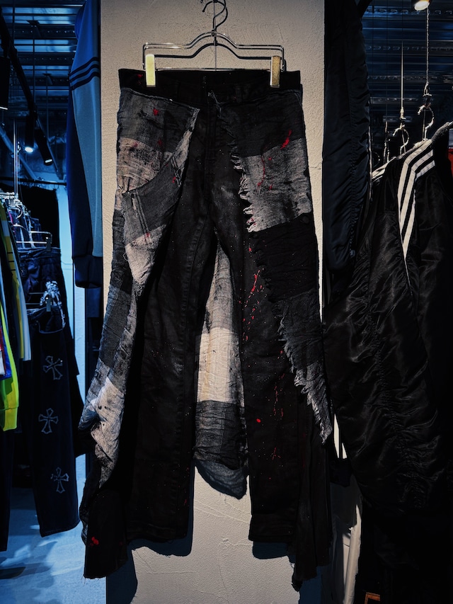 "vivid notes"layered custom design coating flare pants