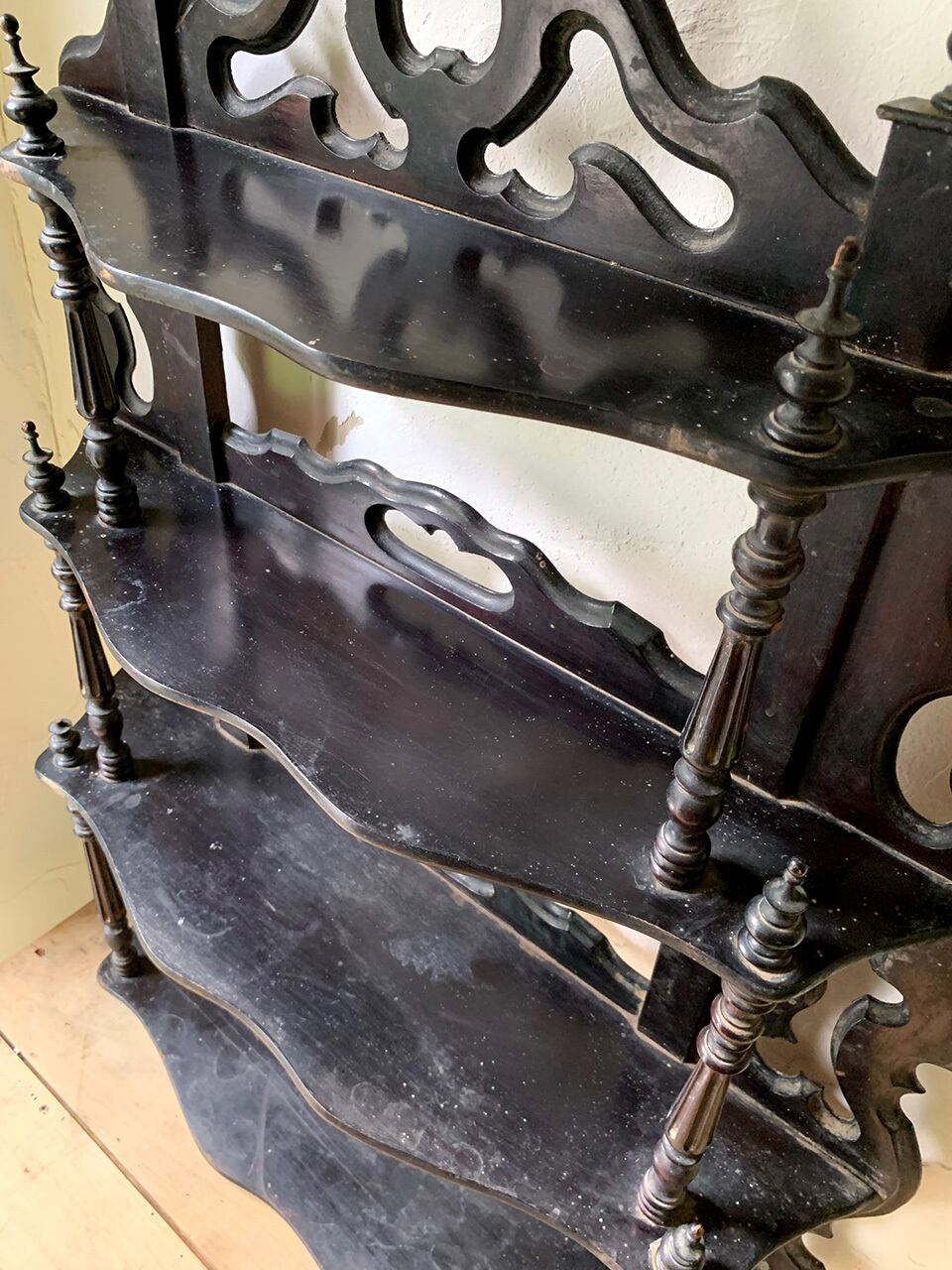 黒ペイント 4段 壁付け棚 壁掛けラック ナポレオンシェルフ | Brocante