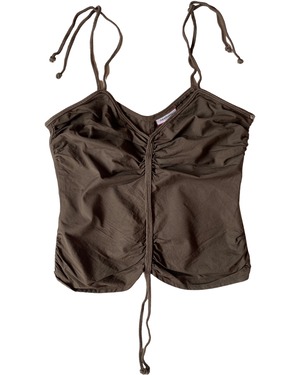 y2k khaki shirring camisole
