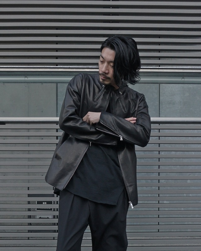 24ss完全受注生産 ASKYY / 3 ZIPPER LEATHER RIDERS JACKET / BLK (全額お支払用）