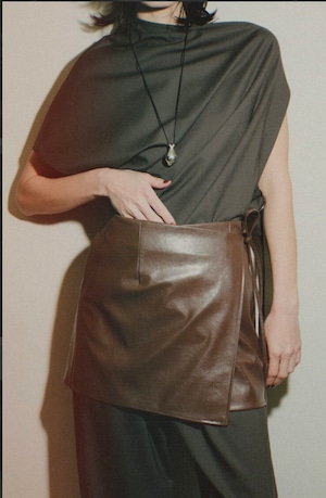 little suzie / Vegan Leather Wrap Mini Skirt / MOCA