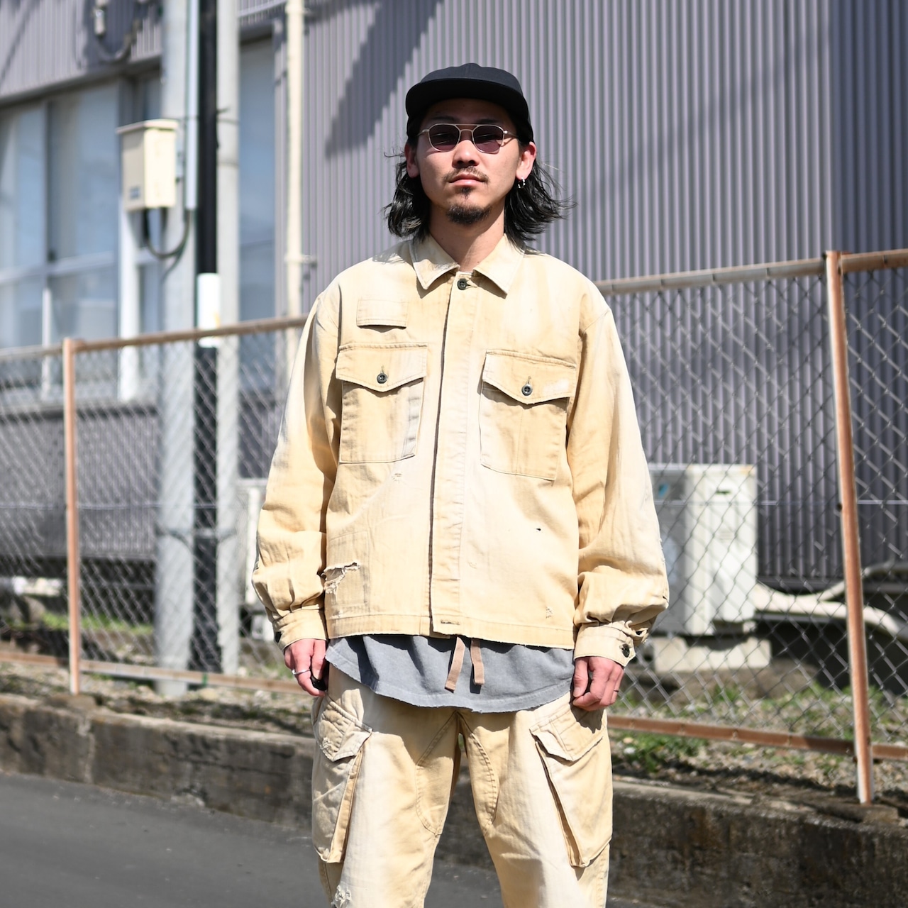 ANACHRONORM / REMAKED HERRINGBONE MILITARY SHIRTS JACKET