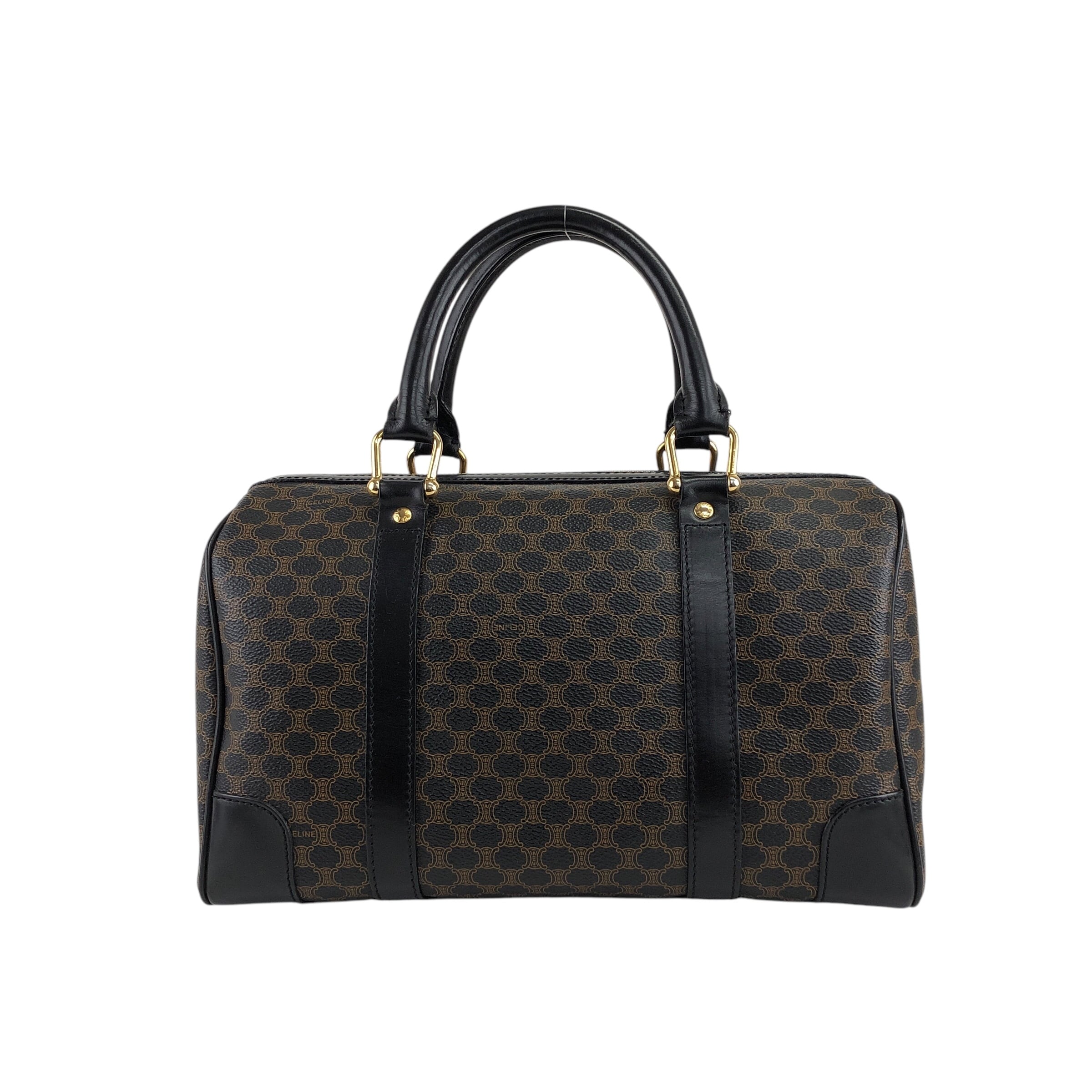 CELINE セリーヌ マカダム　レザー　ボストンバッグ　2WAYバッグ CELINE（セリーヌ） ミニボストン 2WAY ハンドバッグ ショルダーバッグ
