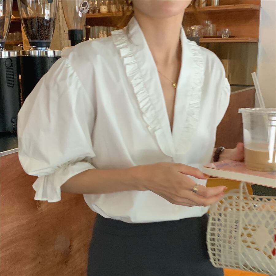 サイドネイビーカラーシャツ サマーソリッド ルーズ薄手 夏物 ソリッドカラー ビッグFスモールZ韓国56853747034