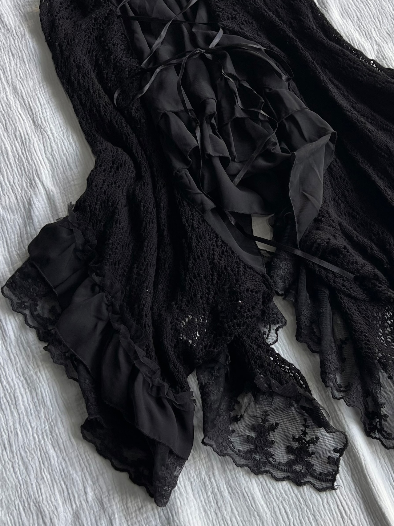 "axes femme" Lace-up Frills Bolero