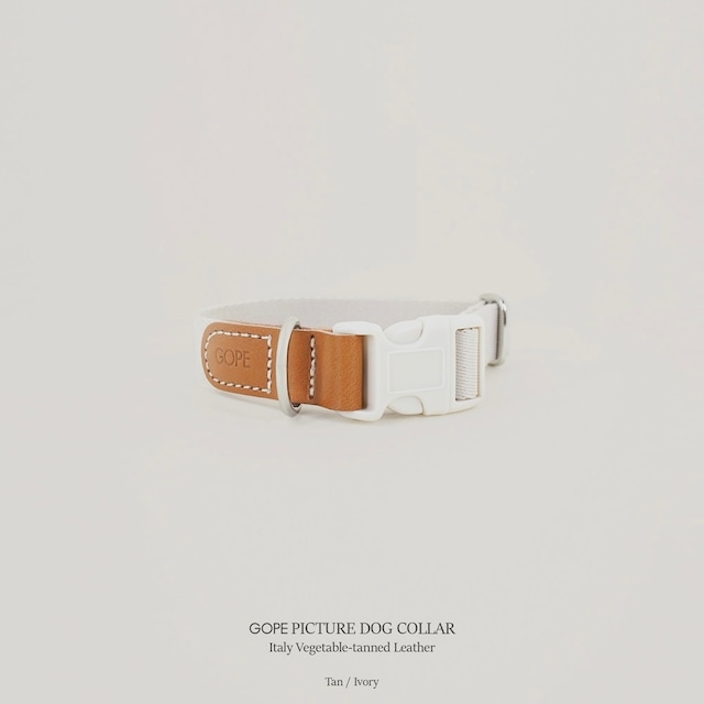 【即納】GOPE Picture Dog Collar - O-Buckle｜Tan × Ivory