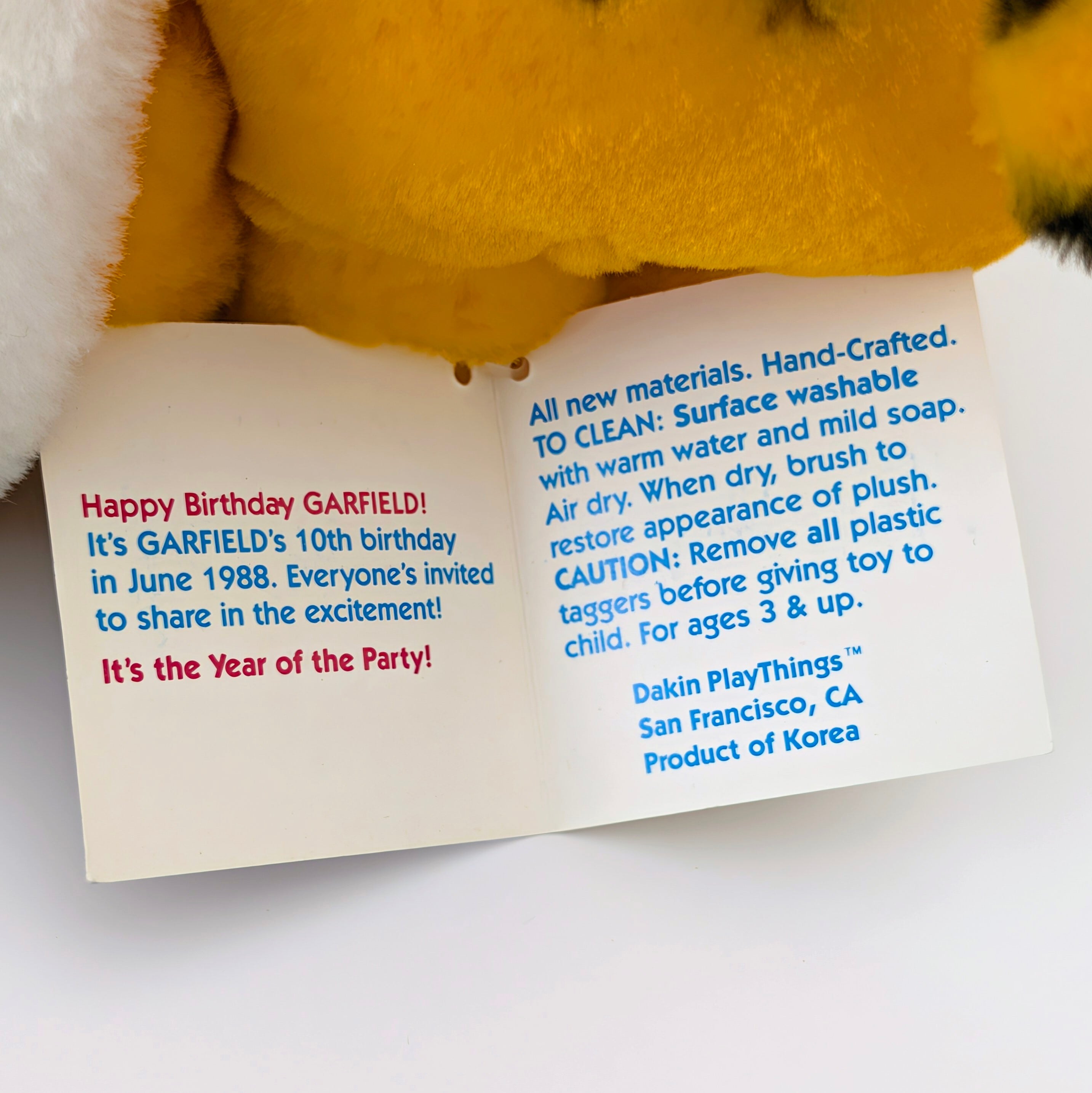 ☆ VINTAGE 1988 ☆【 Garfield ( ガーフィールド ) 】『 Garfield HAPPY HOLIDAYS DRUMMER ガーフィールド ハッピーホリデー ドラマー』ガーフィールド10周年記念限定 / ぬいぐるみ / プラッシュ / plush / 1980年代年製 〚アメリカン雑貨 アメトイ〛