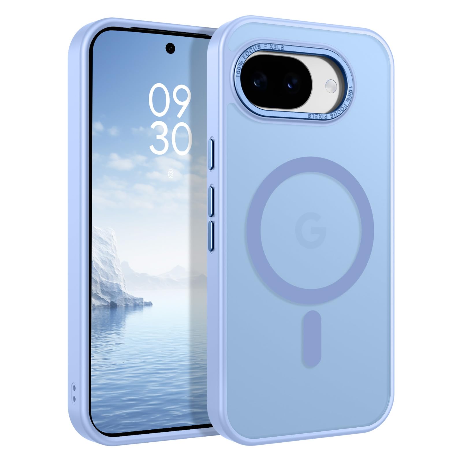 VENINGO Google Pixel 10a専用ケース ライトブルー 半透明 MagSafe対応 ワイヤレス充電対応 TPU+PC シンプル 人気 滑り止め 薄型 軽量 耐衝撃 指紋防止 レンズ保護 グーグルピクセル10a専用ケース 6.3 インチ ピクセル10a用カバー 青い