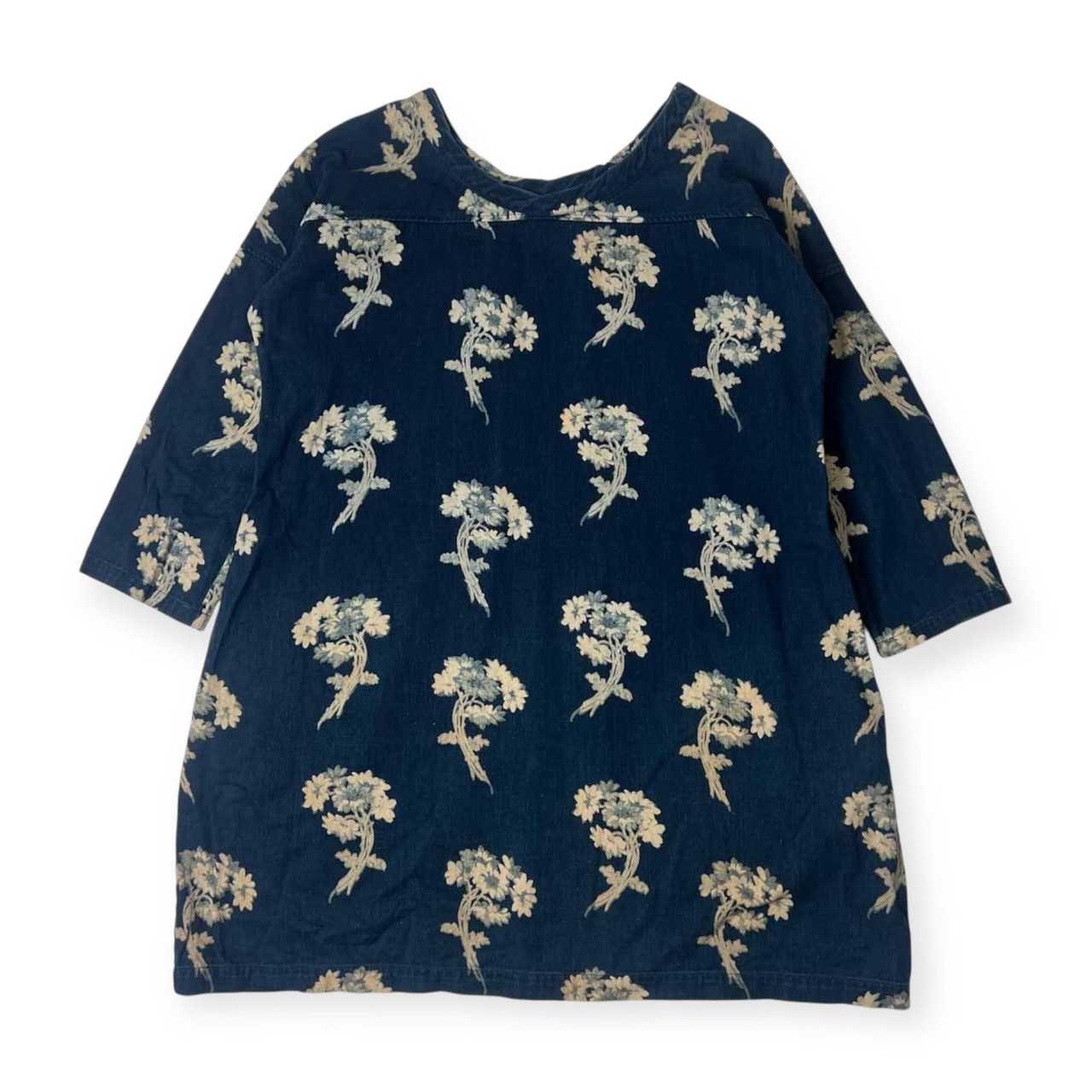 R by 45rpm フォーティファイブアールピーエム 花柄 長袖 チュニック丈 シャツ カットソー 2/インディゴ レディース