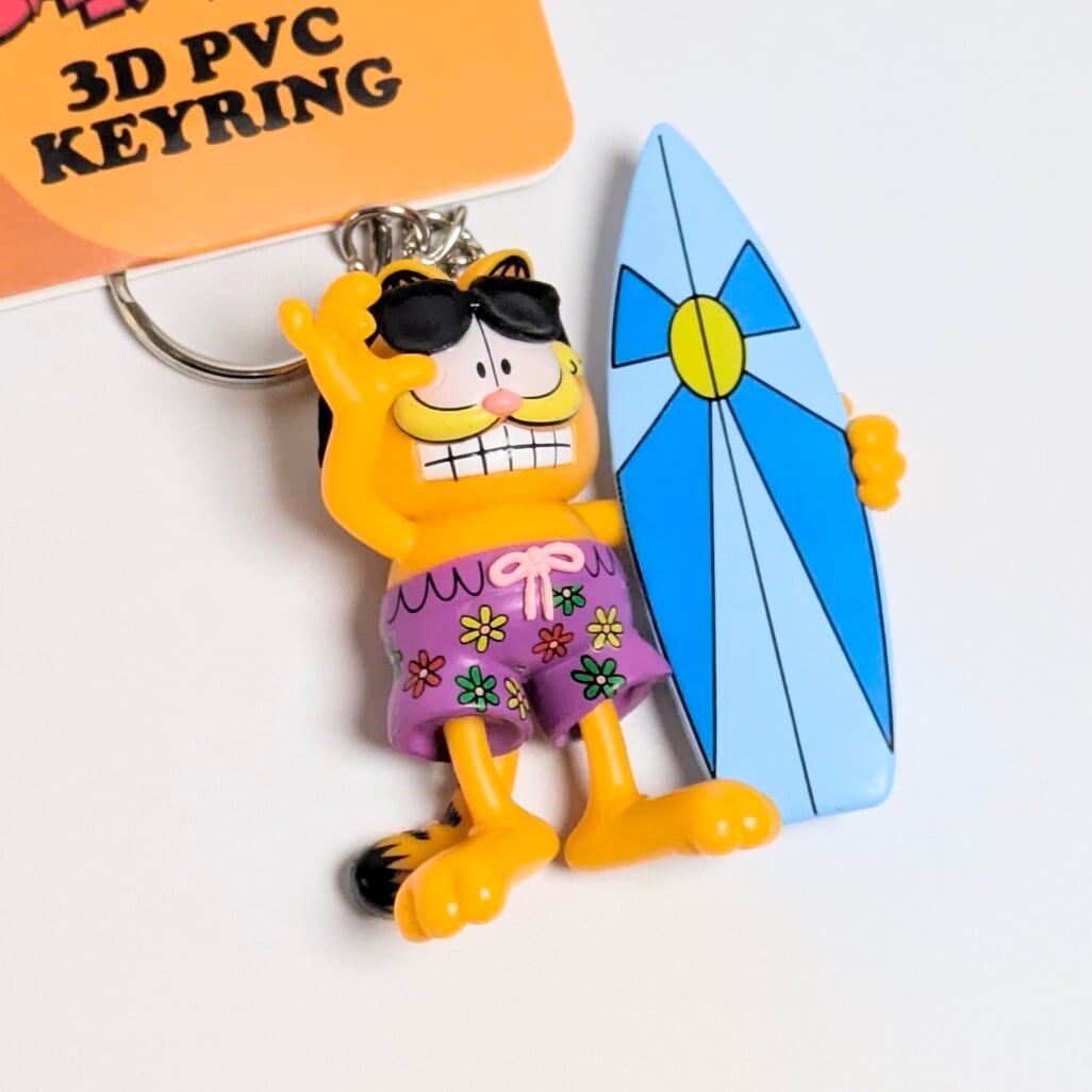 【 Garfield ( ガーフィールド ) 】 3D PVCキーホルダー 『 サーフィン♪ 』 〚アメリカン雑貨 アメトイ〛