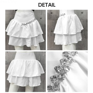 フリル ミニスカート レディース 春 夏 韓国 ダブルフリル 大人 かわいい きれいめ おしゃれ カジュアル ハイウエスト ビジュー付き Aライン インナーパンツ付き 大人可愛い 大人女子