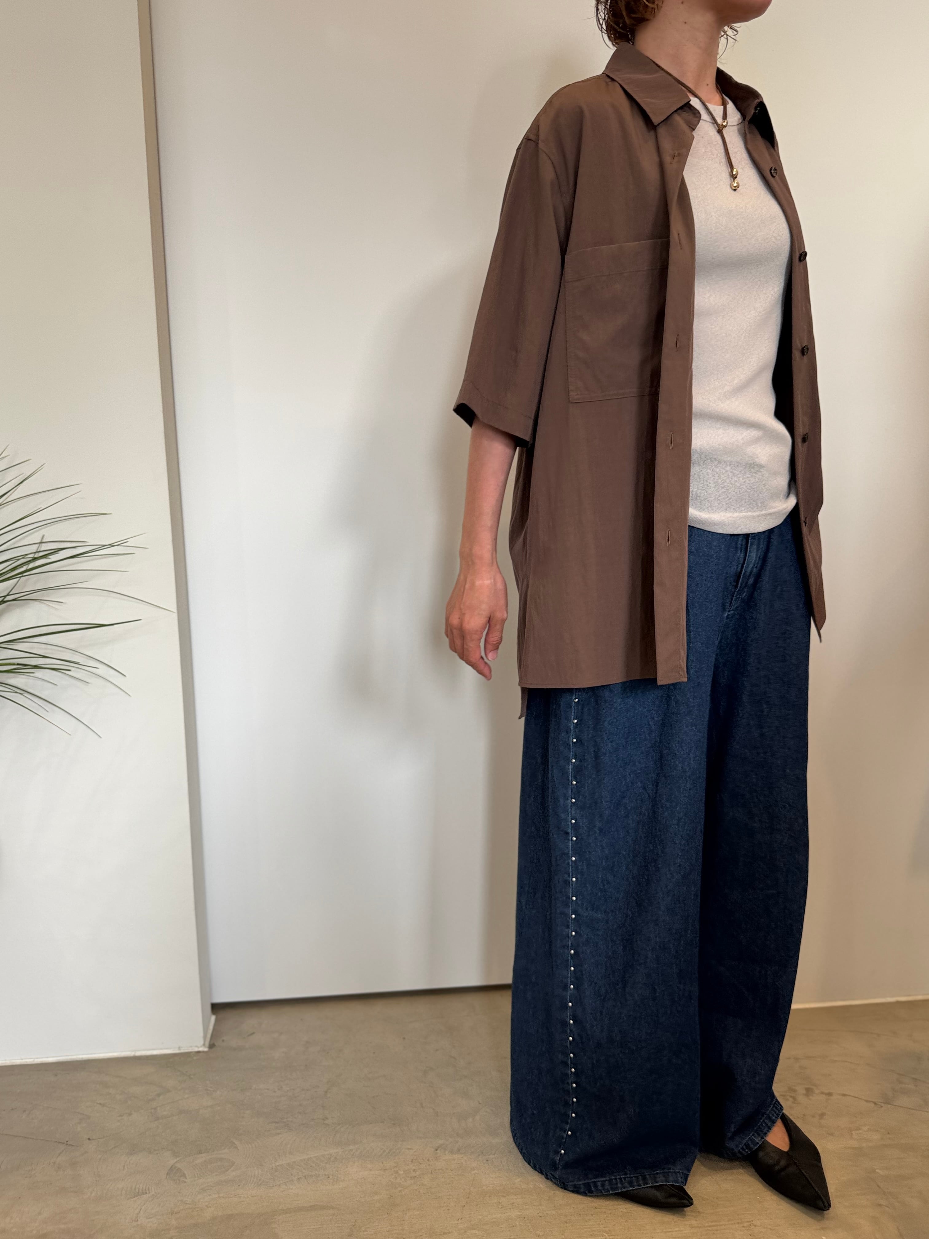 【cafune】セットアップ可 ハーフスリーブシャツ 535923