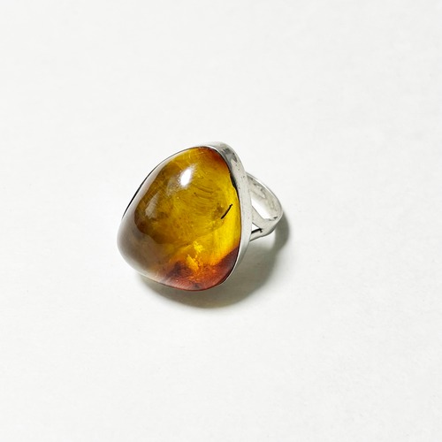 Old Chiapas Amber 925 Silver Ring Made In Mexico