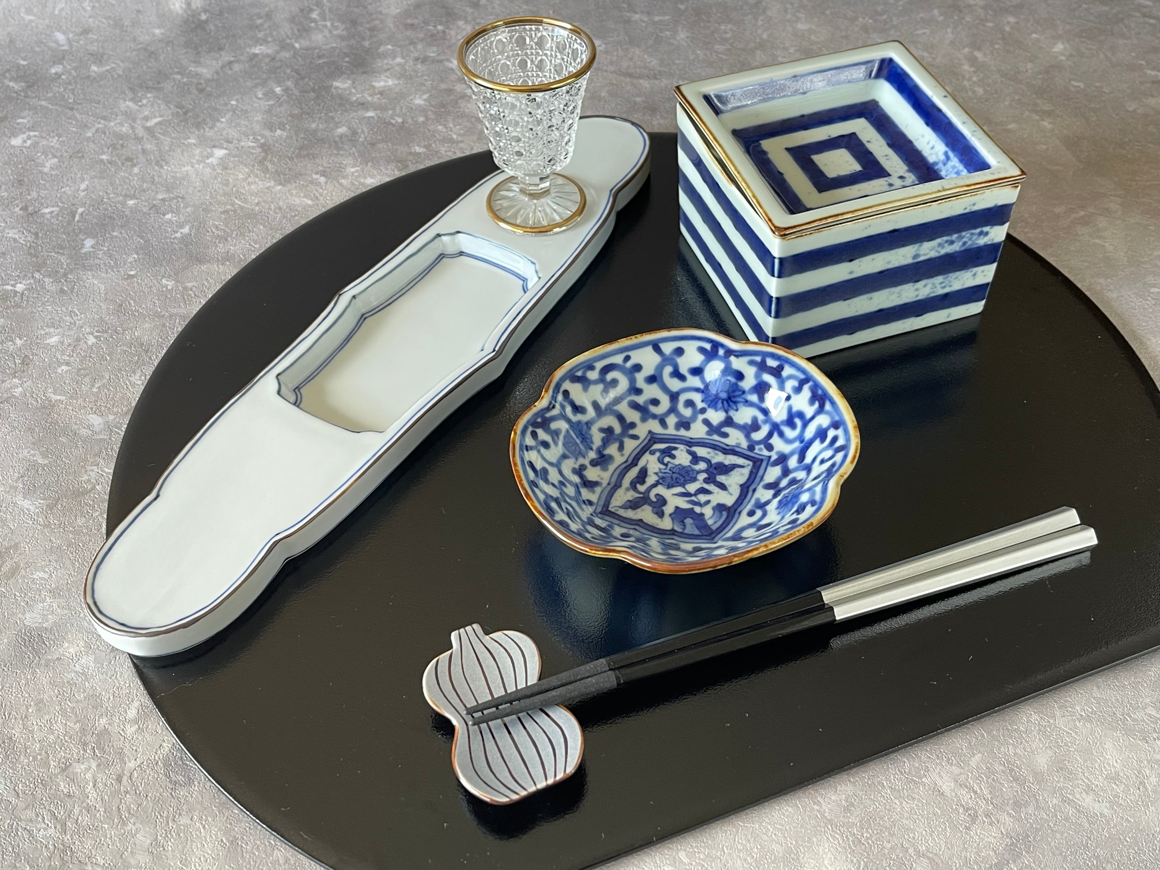 福泉窯　染付微塵唐草9寸プレート　大皿 福泉窯染付微塵唐草 9寸プレート有田焼き2枚