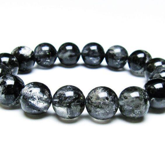 エレスチャルクォーツ ブレスレット 13mm ブラックエレスチャル 一点物 111-37797
