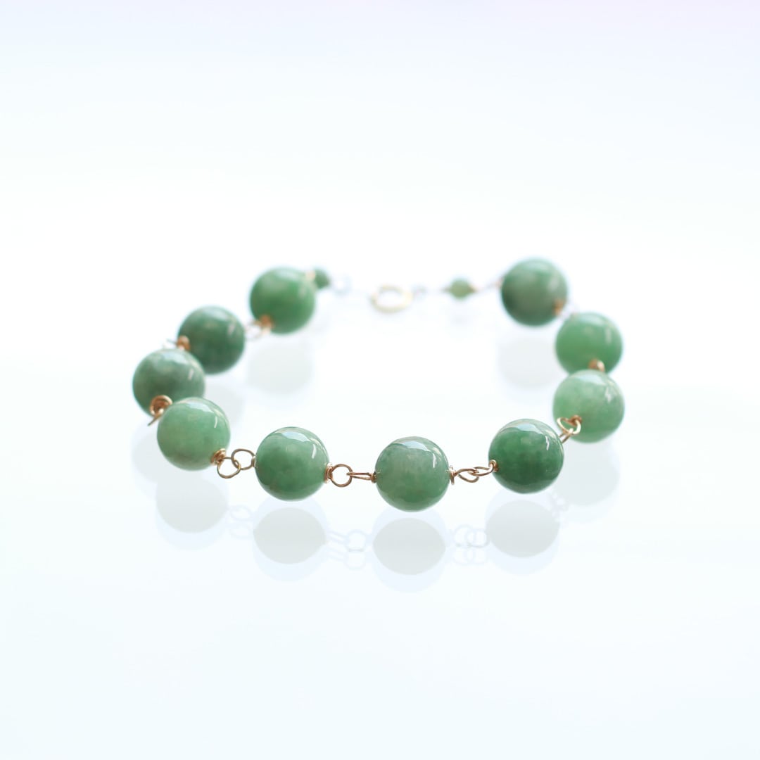艶やかな緑 large gem 眼鏡留めブレスレット A貨翡翠 jd_br1096
