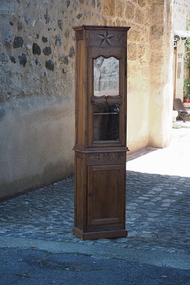 柱型モビリティ、ガラスキャビネット-french wood cabinet