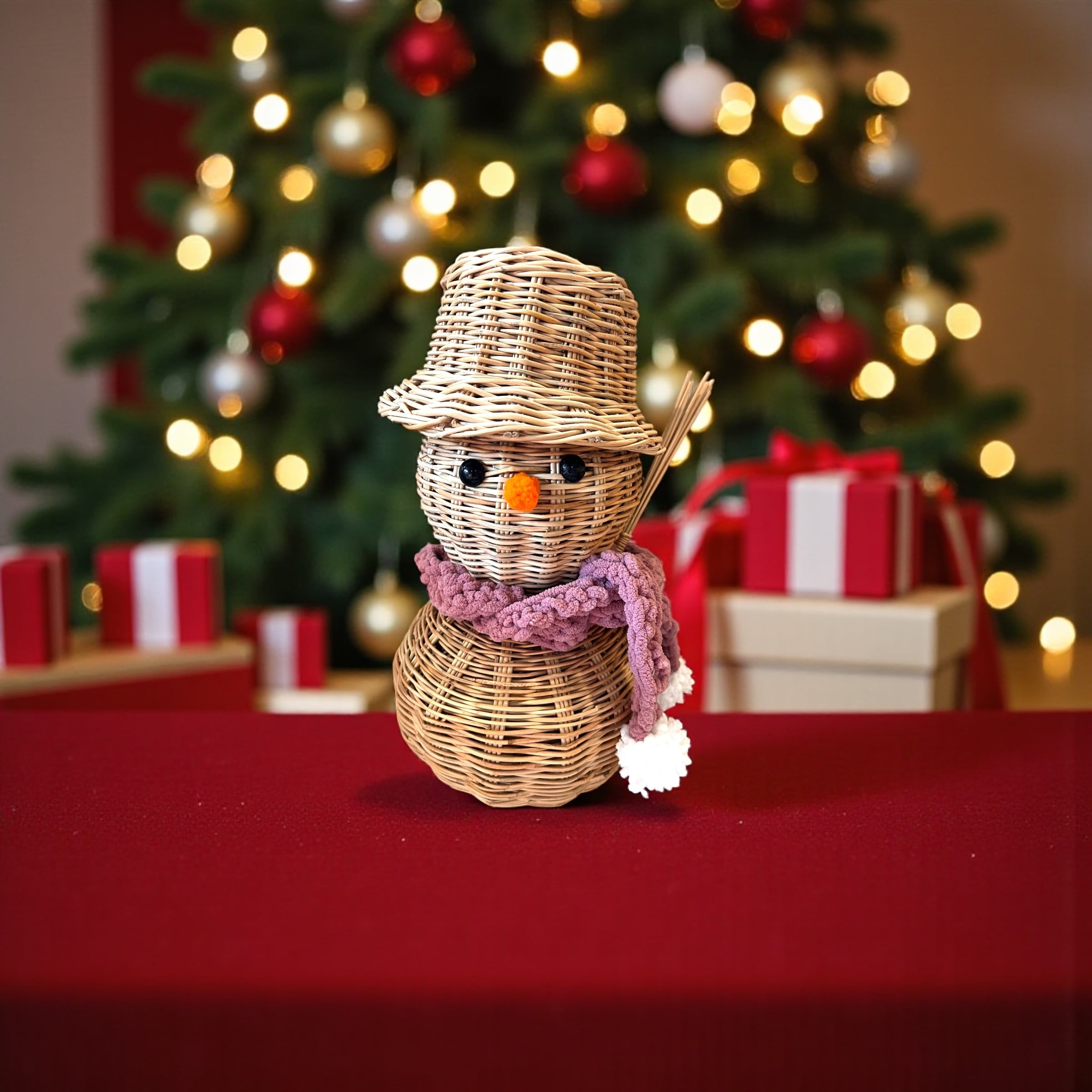 ラタン雪だるまライトM