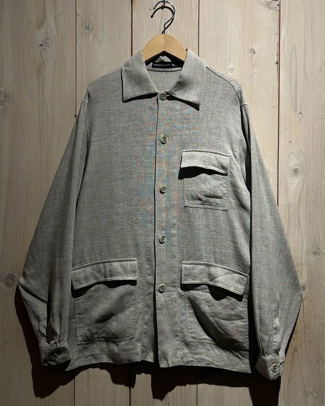 【a.k.a.C.a.k.a vintage】Minimal Design Euro Vintage Linen Shirt Jacket
