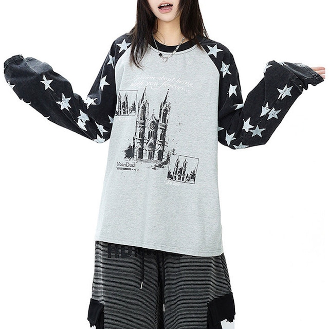 スターパターンラグランアートTシャツ 2col R02480