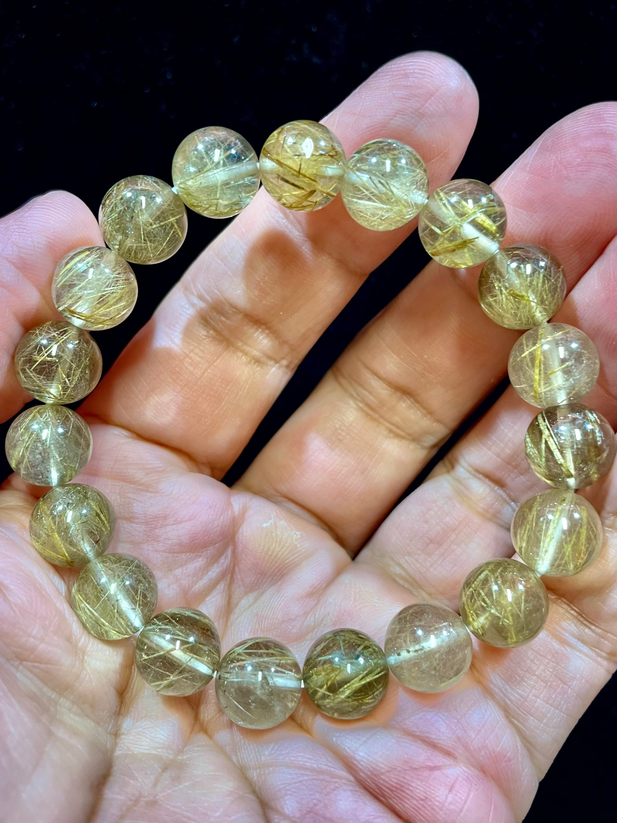 1) 超レア!「スタラクティティック・マイカinクオーツ」ブレスレットM