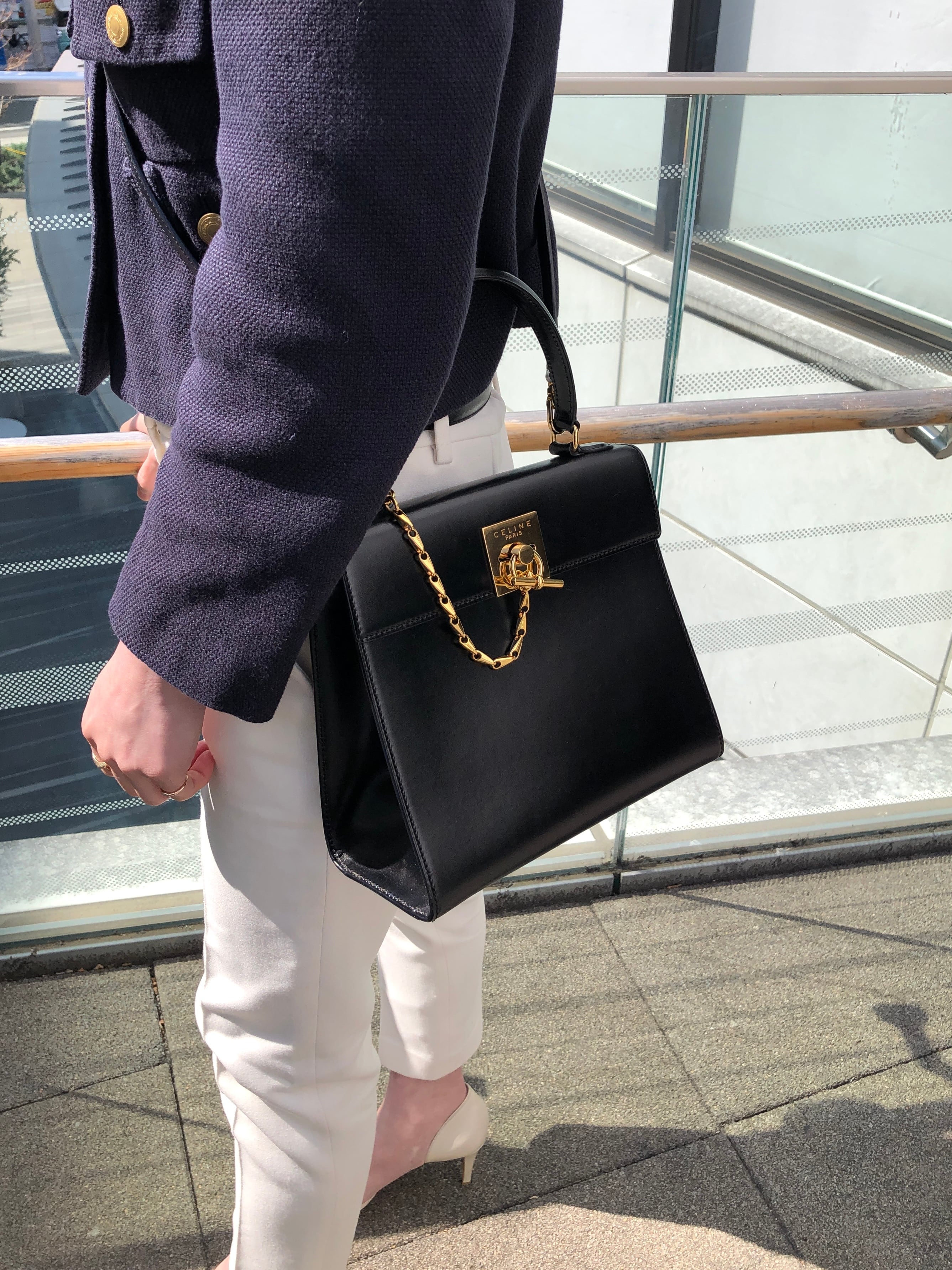 CELINE セリーヌ ボストンバッグ ブラック ブラゾン レザー vintage