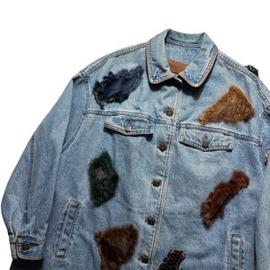 vintage FENDI fur patch denim coat