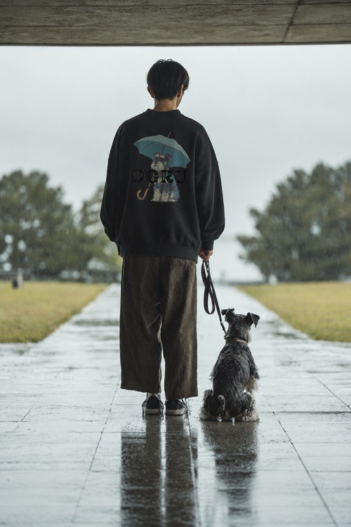 傘とシュナウザー(black) バックプリントスウェット