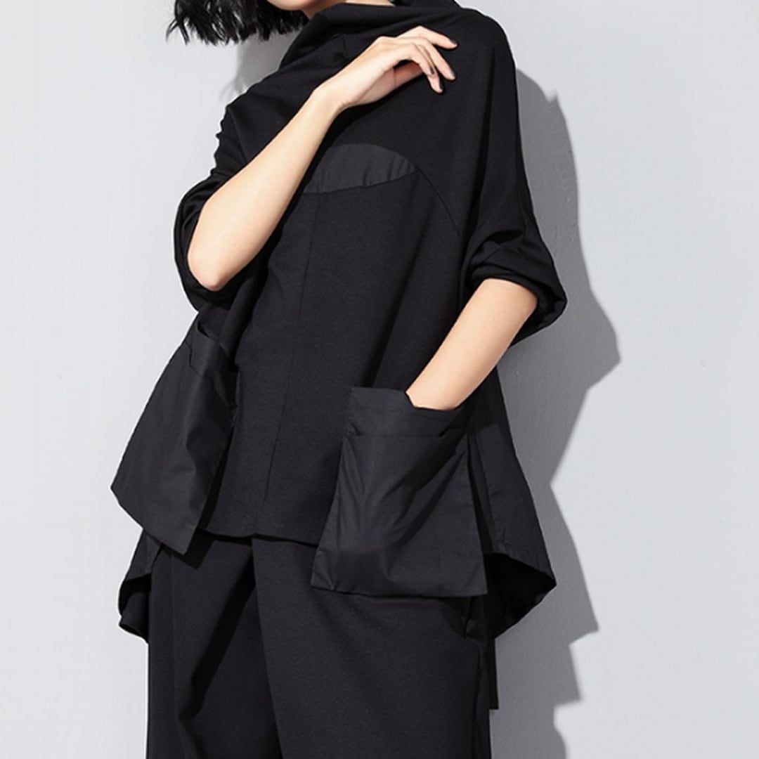 大型ポケット付きイレギュラー長袖シャツ PU0190