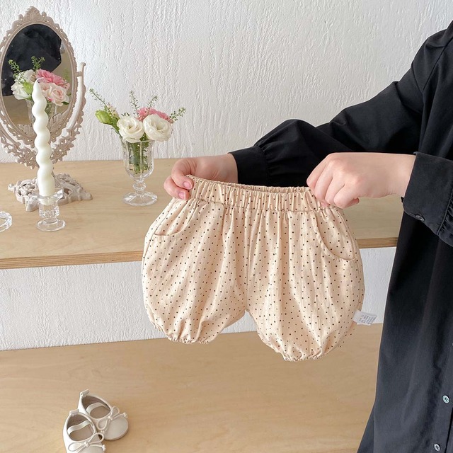 【BABY】総柄ドットプリントコットンハーフパンツ - 7