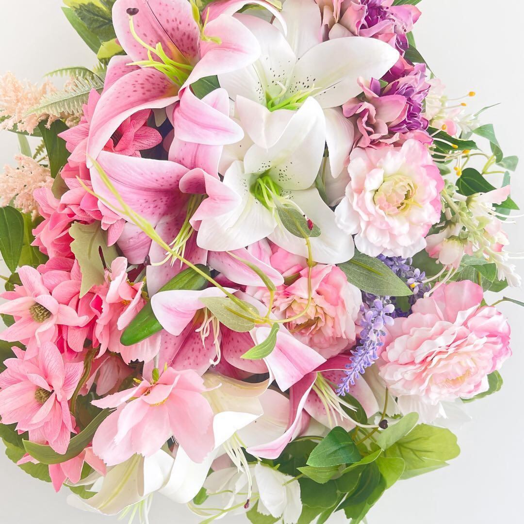 春色ラグジュアリースワッグ／百合の咲き誇る春リース 光触媒フラワー