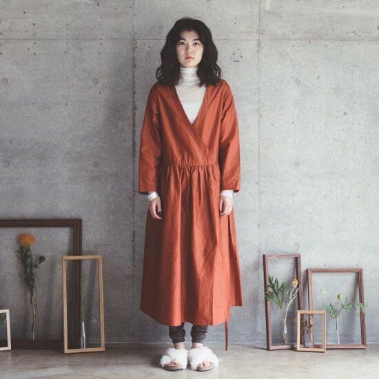 Miithaaii キココート カシュクールワンピース シルクコットン オランジュ Robin Aso