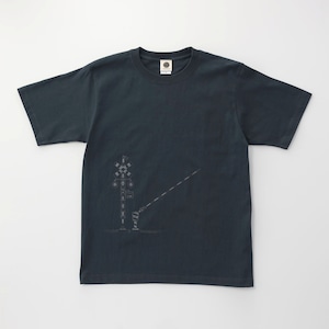 鉄道Tシャツ｜踏切 （ Slate Blue × Dark Gray ） 鉄道グッズ　スレート　ダークグレイ　電車Tシャツ　Railroad Crossing T-shirts