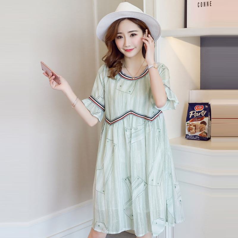 【新作】【送料無料】 2019夏の妊娠中の女性シフォンパッチワークドレスマタニティドレスVestidos妊娠中のドレス サマー 夏物 AL expec362464939064