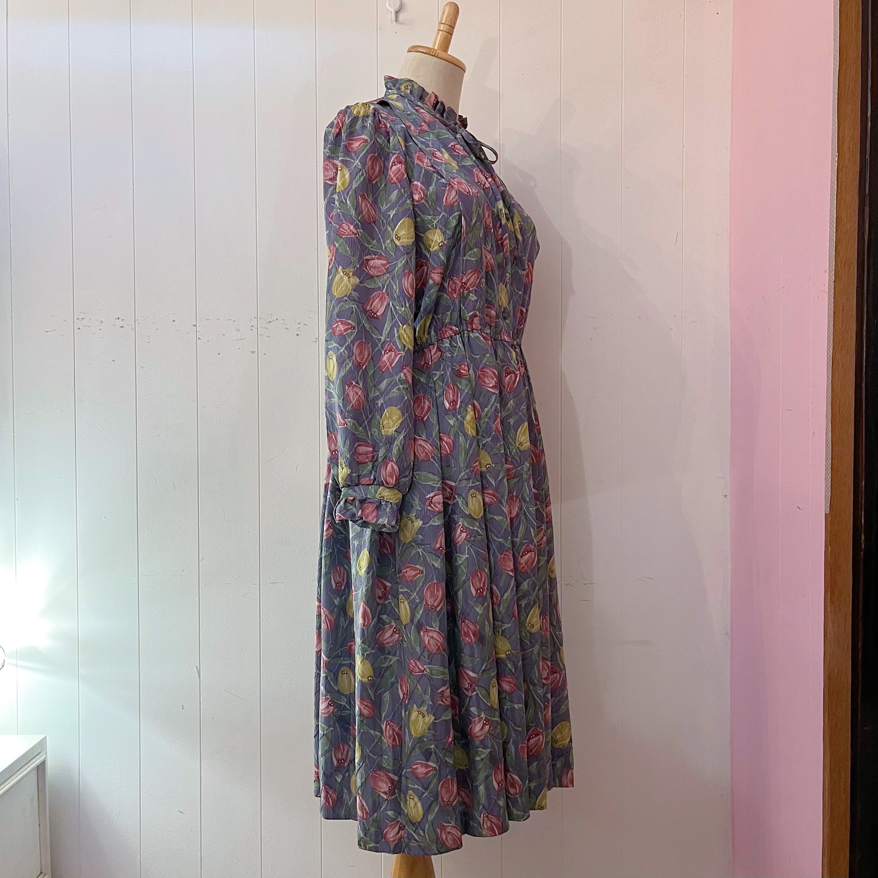 yellow red tulip frill ribbon one-piece