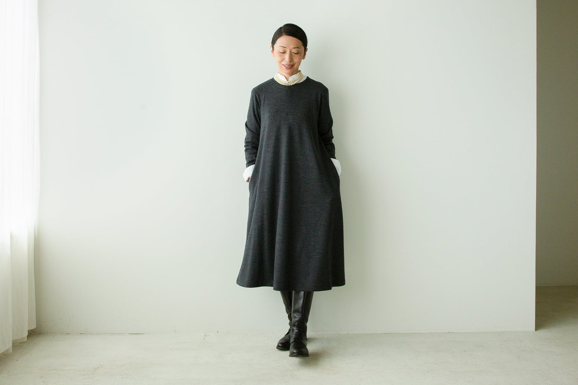 HAND ROOM WOMEN’S 天然生活 ジャージータートルネックワンピース af4892a4e12ebce6707a74c5f3b7e6