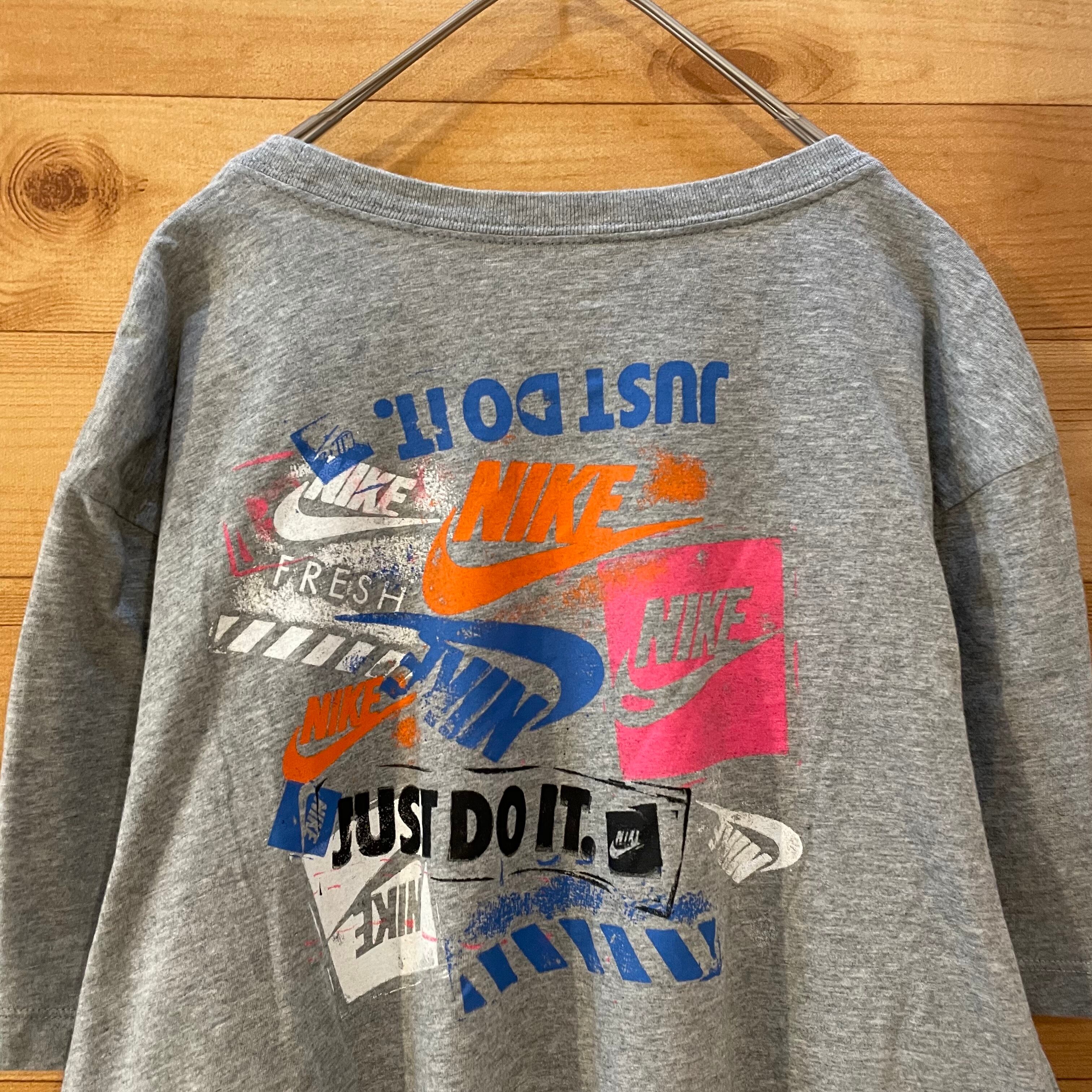 NIKE】バックプリント Tシャツ ワンポイントロゴ L ナイキ スウッシュ us古着 古着屋手ぶらがbest