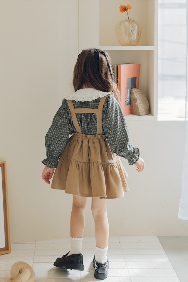 ブルマ付サスペンダーギャザースカート〈Beige〉