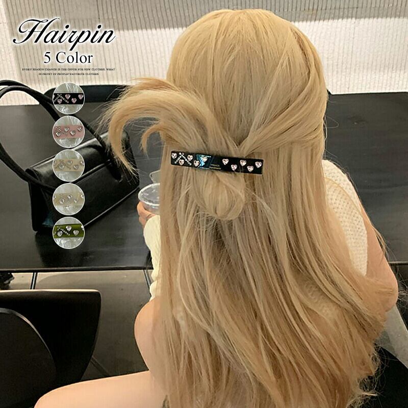 バレッタ ハートビジューバレッタ ヘアクリップ ヘアアクセサリー