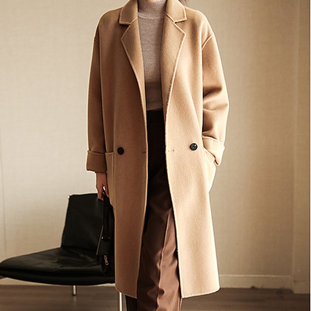 【予約販売】コート レディース 秋 冬 ロングコート あたたかい コート ウール キャメル ブラック ビッグポケット S/M/L