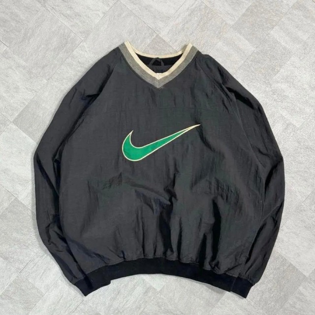 【希少】ナイキ ナイロンジャケット 90s 白タグ USA製 ロゴ刺繍 ゆるだぼ