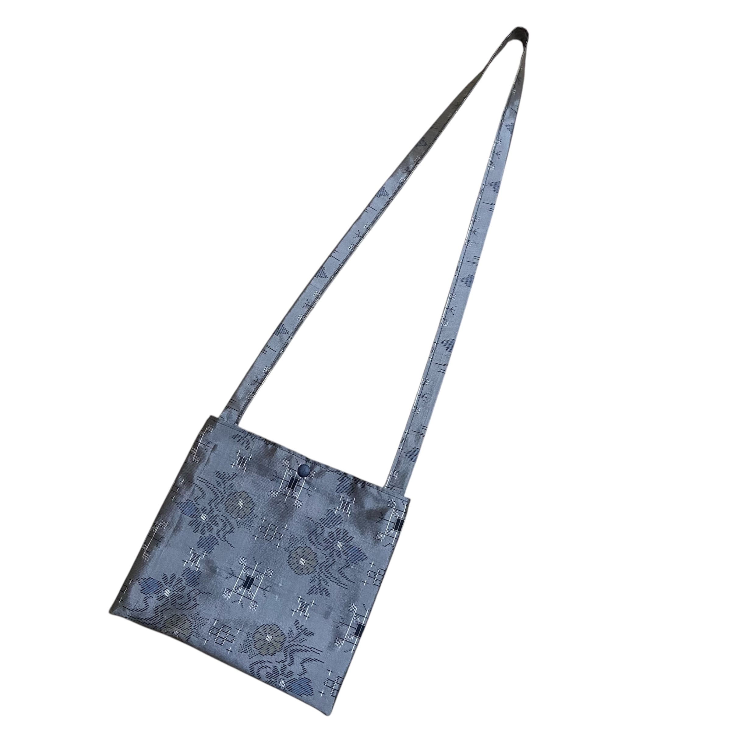 大島紬 サコッシュ 流水花文様 スナップボタン ショルダーバッグ