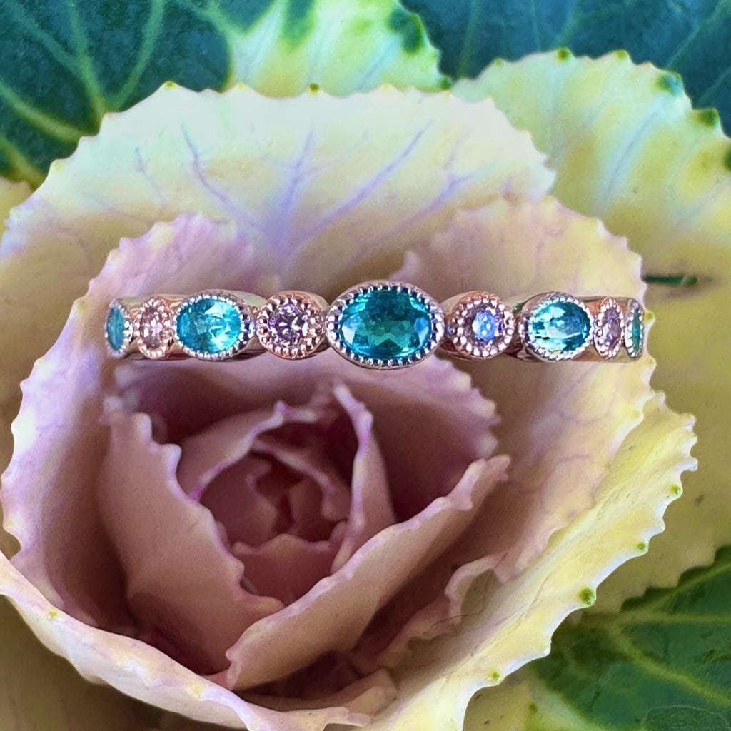Paraiba Tourmaline & Pink Diamond Ring | Victorian Box