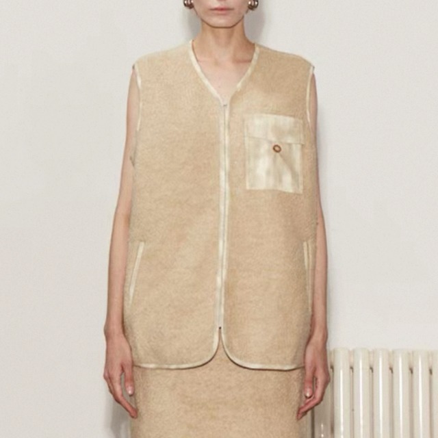 contrast trim pocket vest  00395