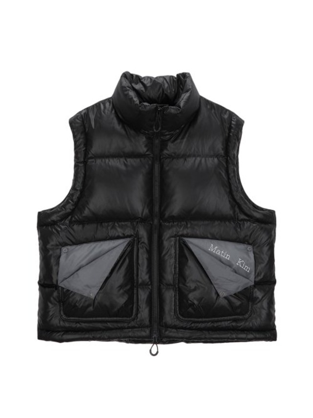 [MATIN KIM] FOLDED POCKET DOWN VEST FOR MEN IN BLACK