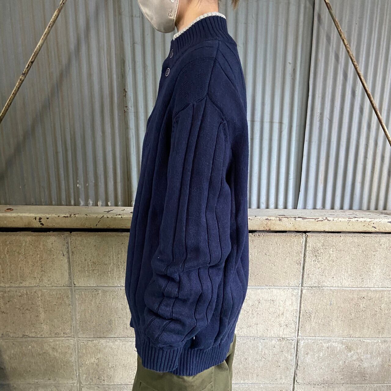 NAUTICA ノーティカ ハーフボタン コットンニットセーター メンズL