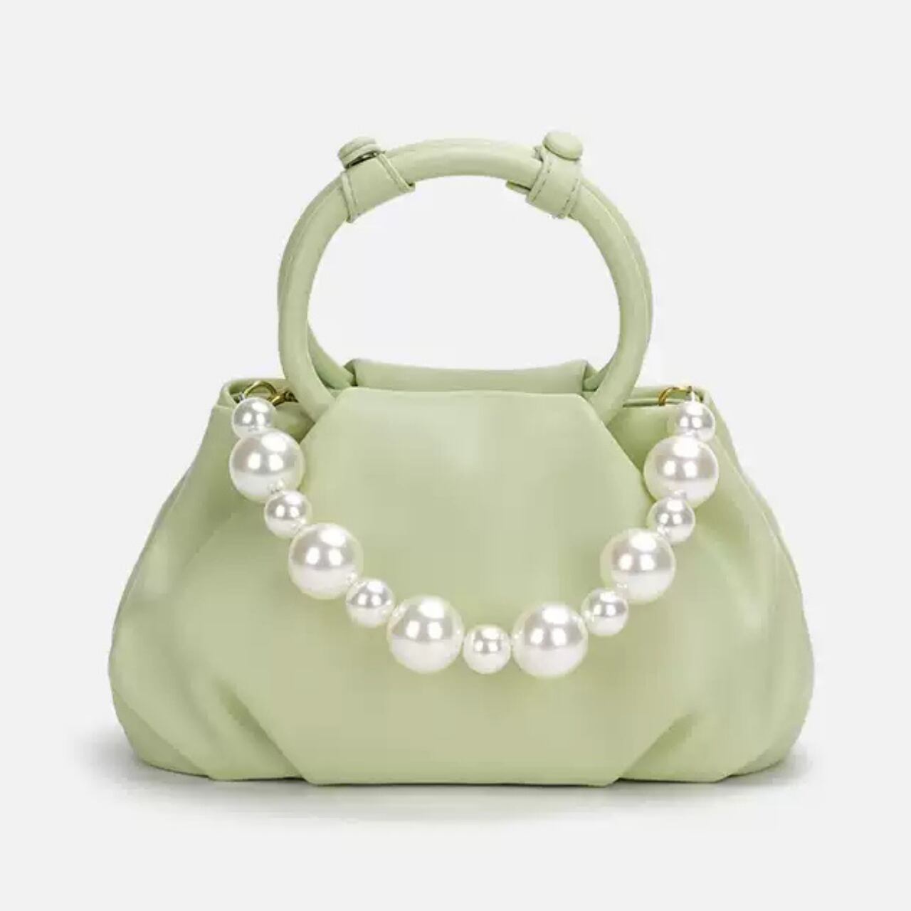 パールビーズ スモール ハンドバッグ-グリーン
