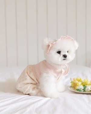 予約【Todley】Petite Bear Bonet（Pink/White）