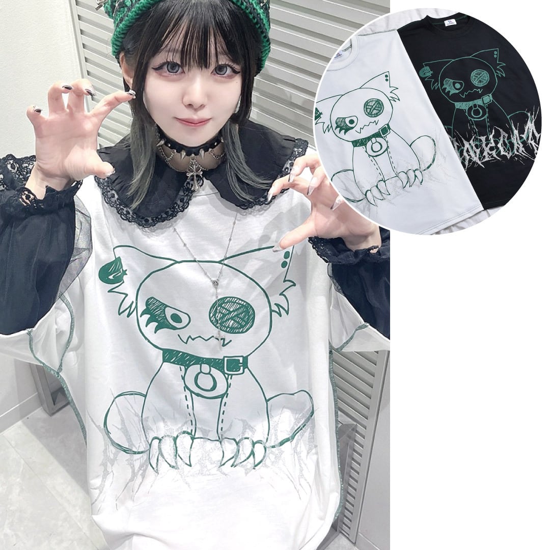 5/27 WHITE再入荷！】PUNK CAT ステッチTシャツ | VOLCAN&APHRODITE