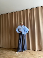 frill shoulder design remake shirt-4173-6